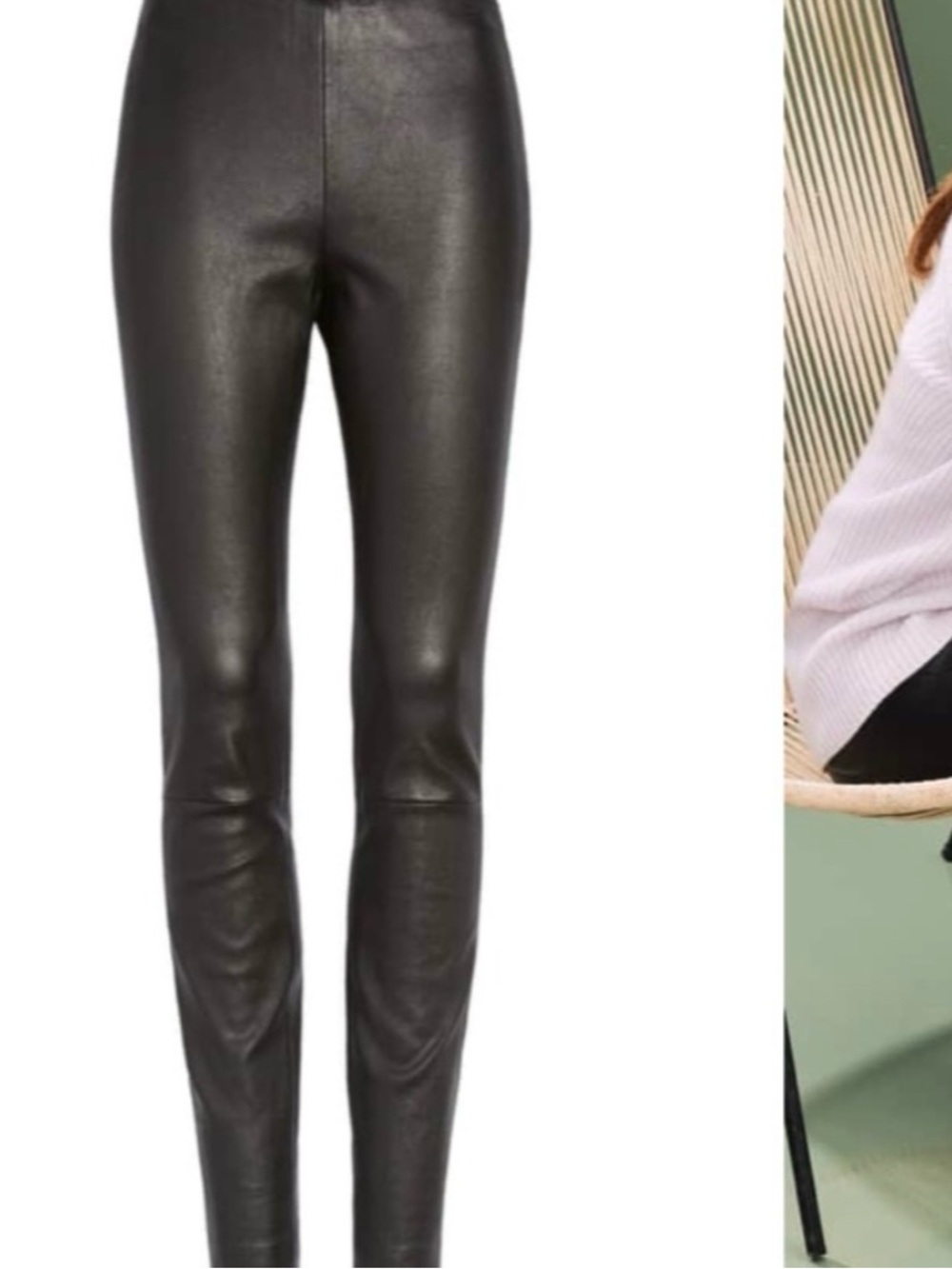 Nordstrom Signature Lambskin Leather Skinny Pants Leggins - Black
